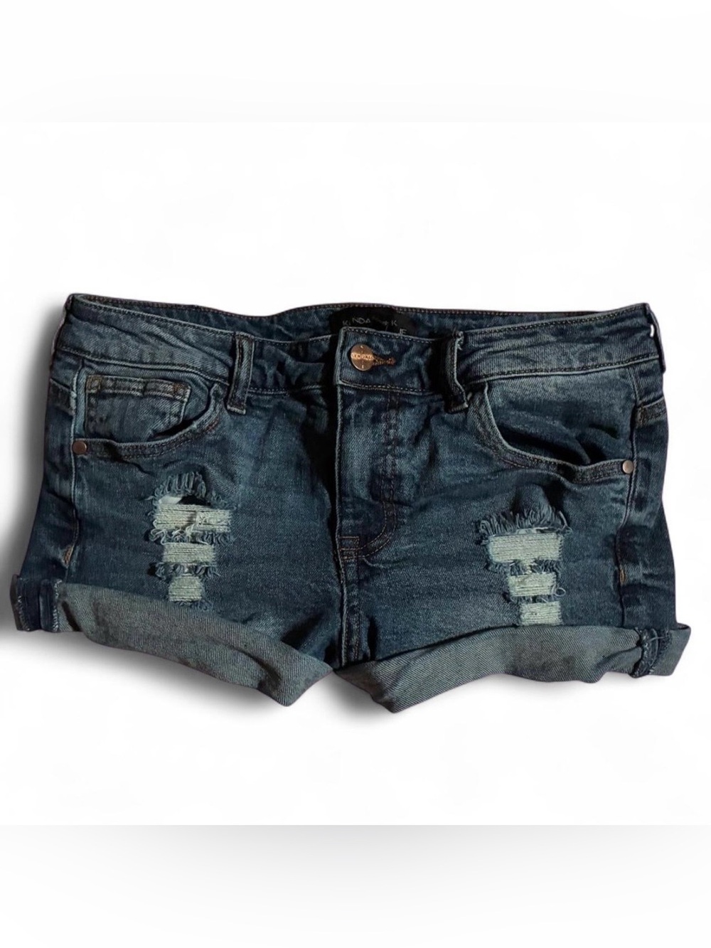 Kendall & Kylie Dark Blue Distressed Denim Cutoff Shorts